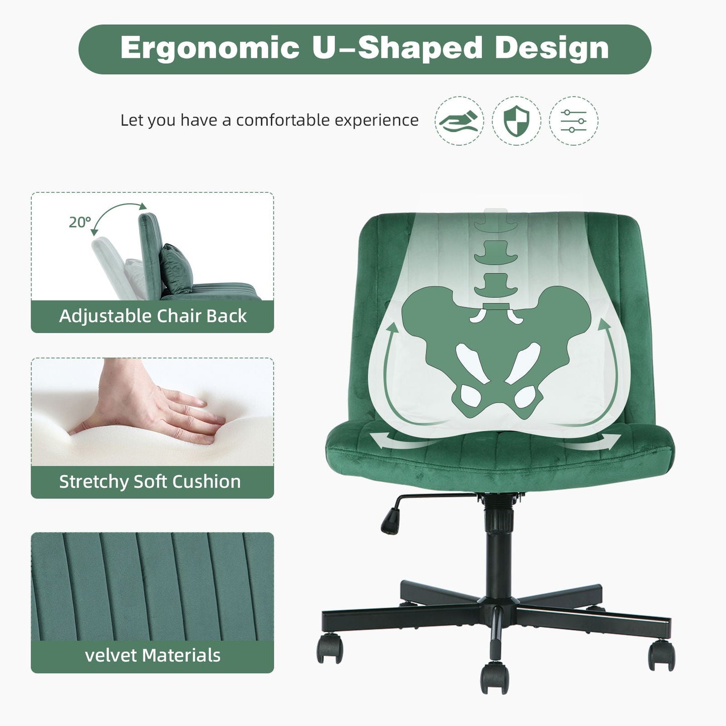 Criss Cross Office Chair With Adjustable Height, Ergonomic Design