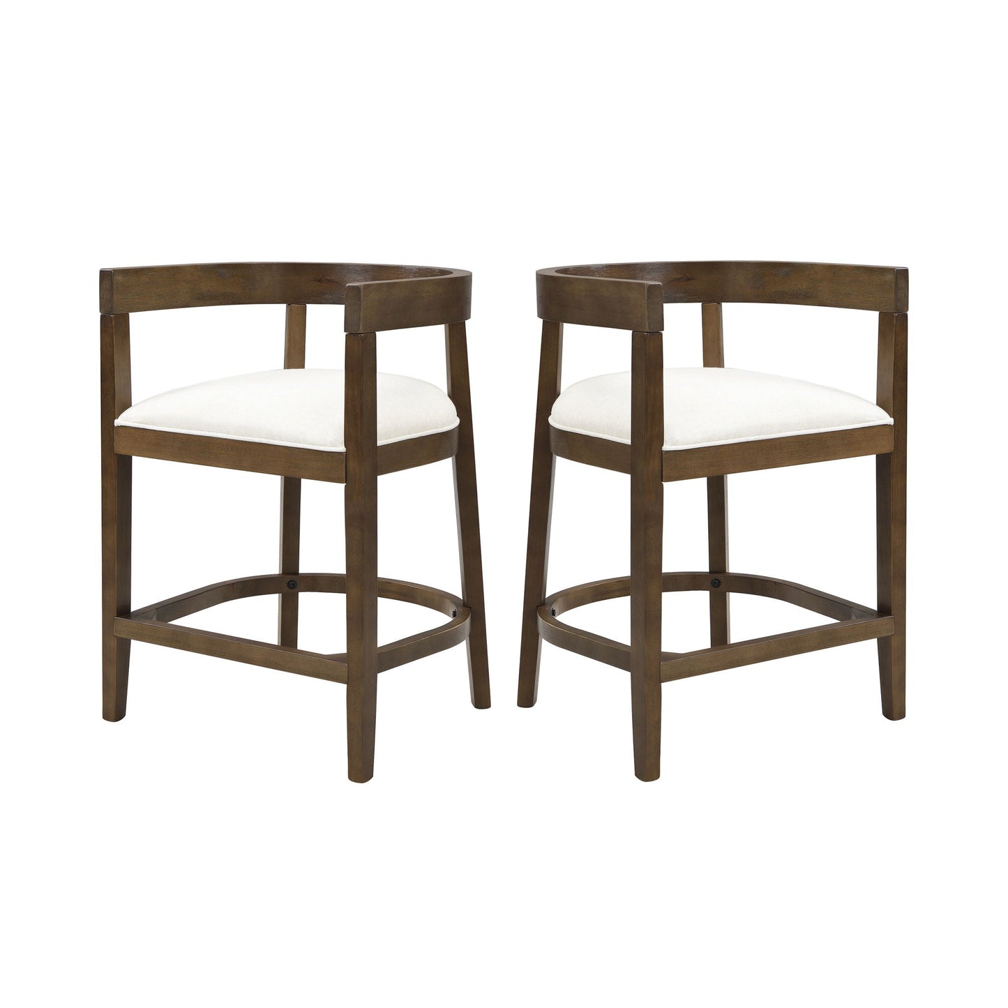 Modern Rubberwood Counter Stool Set With Upholstered Seats
