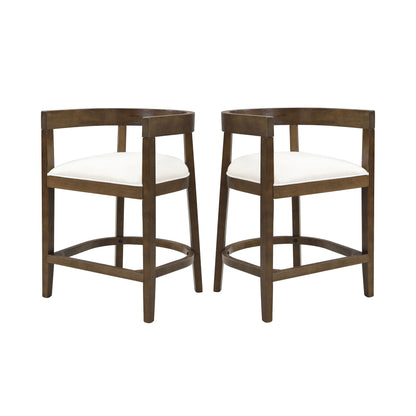 Modern Rubberwood Counter Stool Set With Upholstered Seats