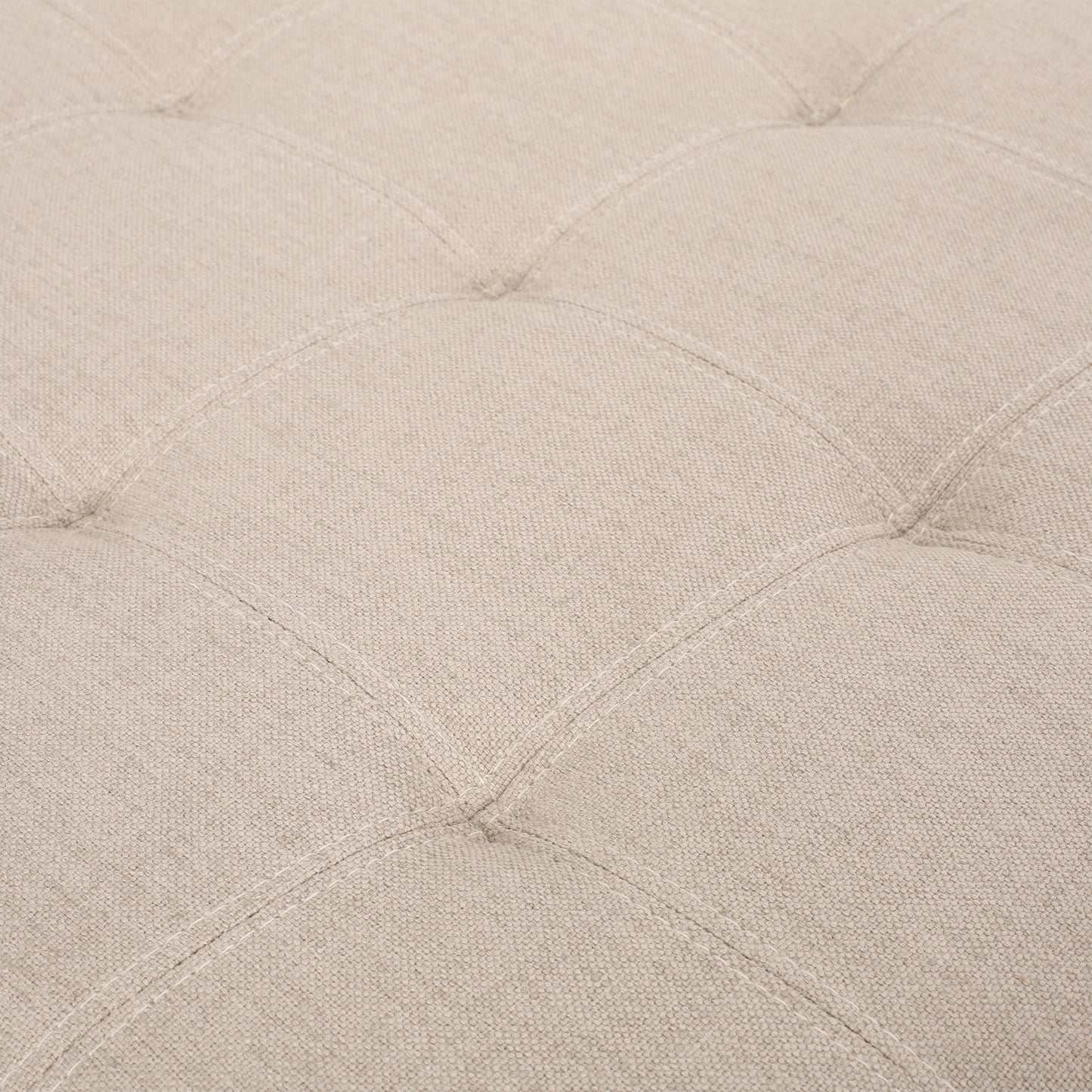 Upholstered Tufted Fabric Storage Ottoman, Wheat