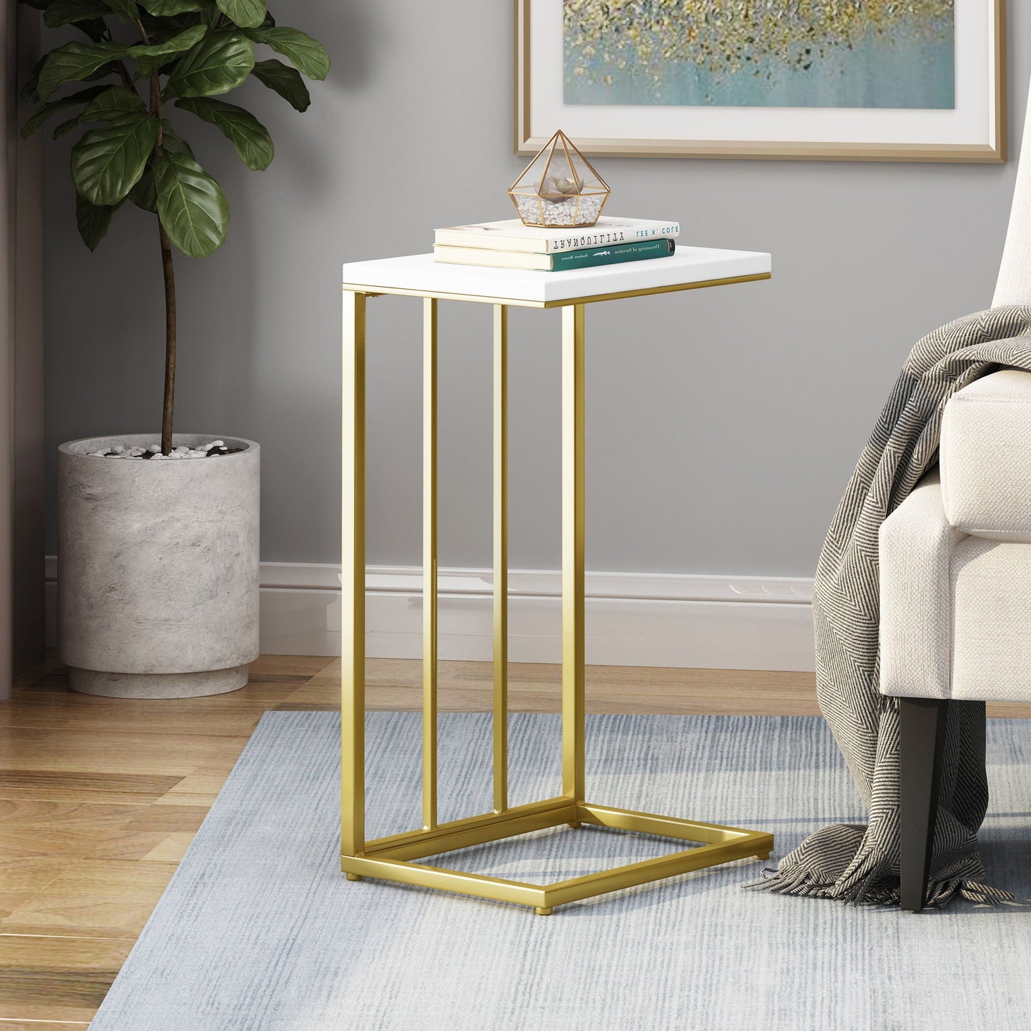 Modern Glam C-Shape End Table