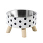 Polka Dot Stainless Steel Bowl For Pet Large Diameter Four Legs