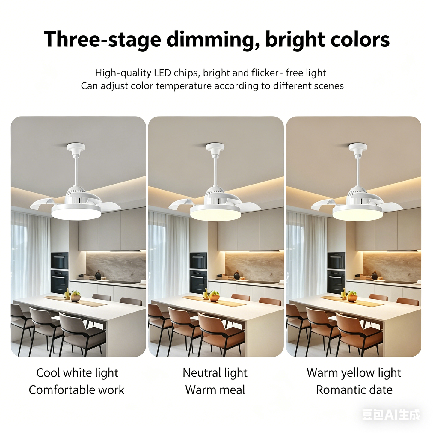 Bulb-Type Small Ceiling Fan with Retractable Blades and Remote Control