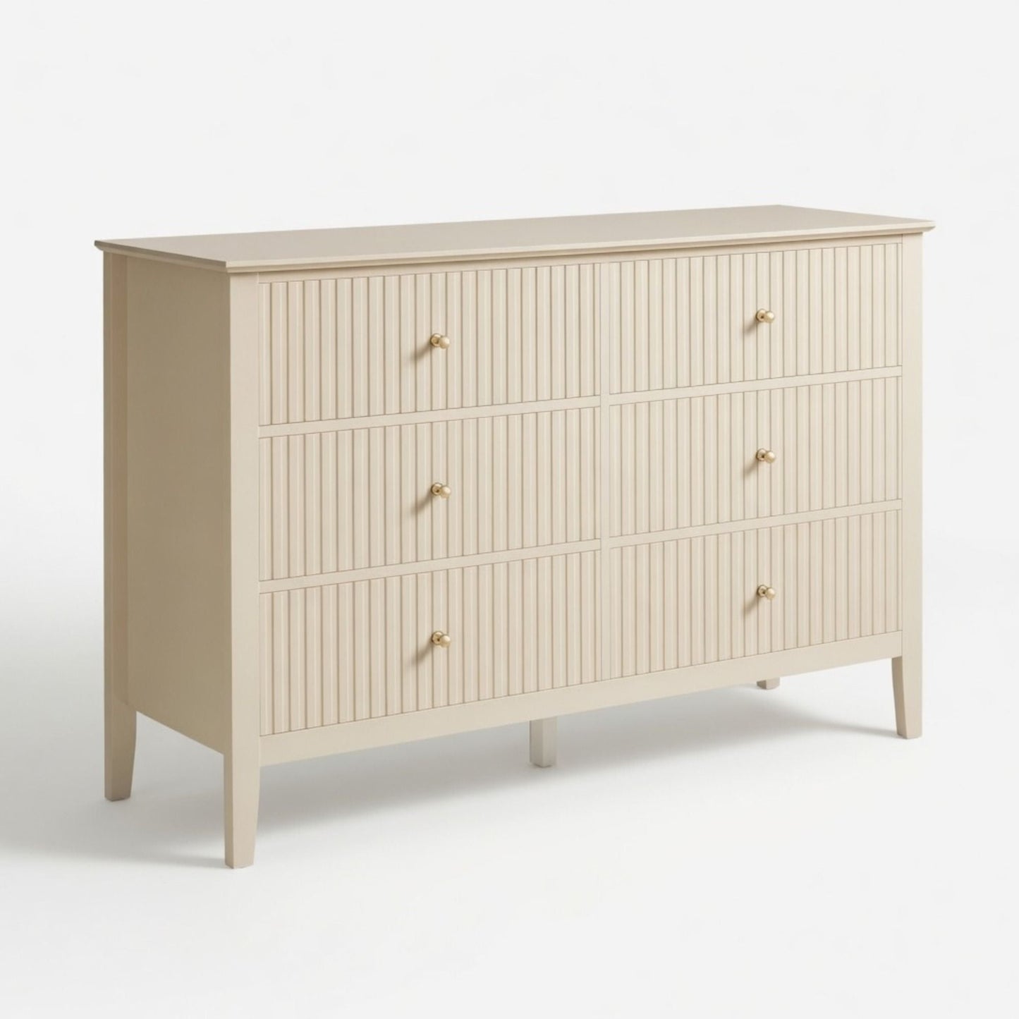 Modern 6 Drawer Fluted Dresser
