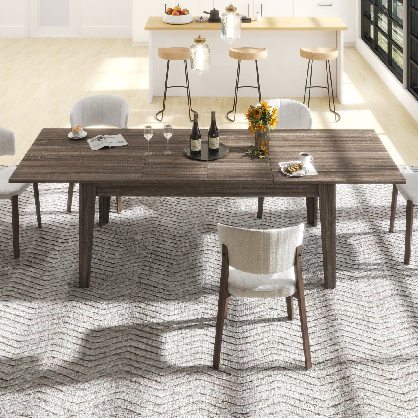 106.3 in Large Extendable Dining Table