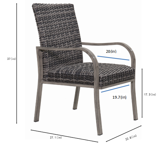 2PC Outdoor Dining Chair with Hand-Painted Frame and Water-Washed Cotton Seat