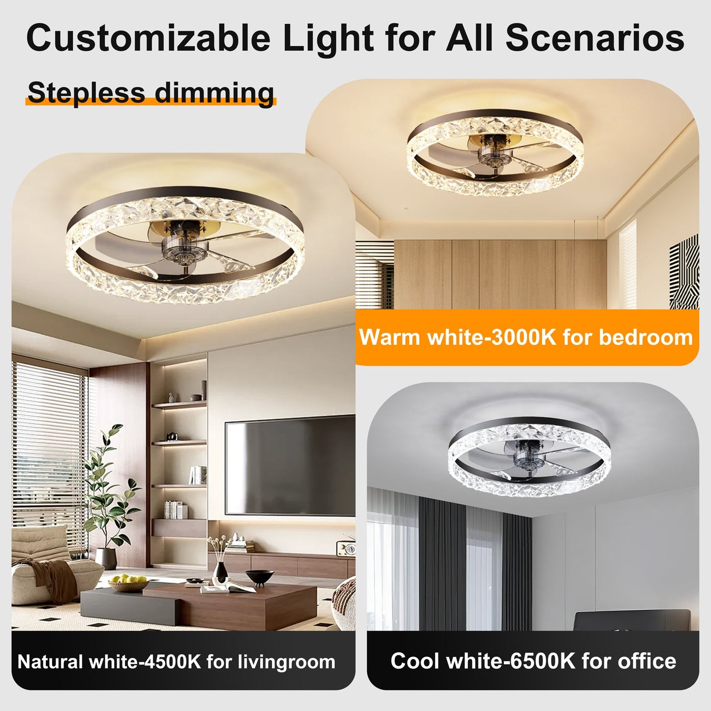 19.7" Ceiling Fan with Dimmable LED Light and Remote & App Control