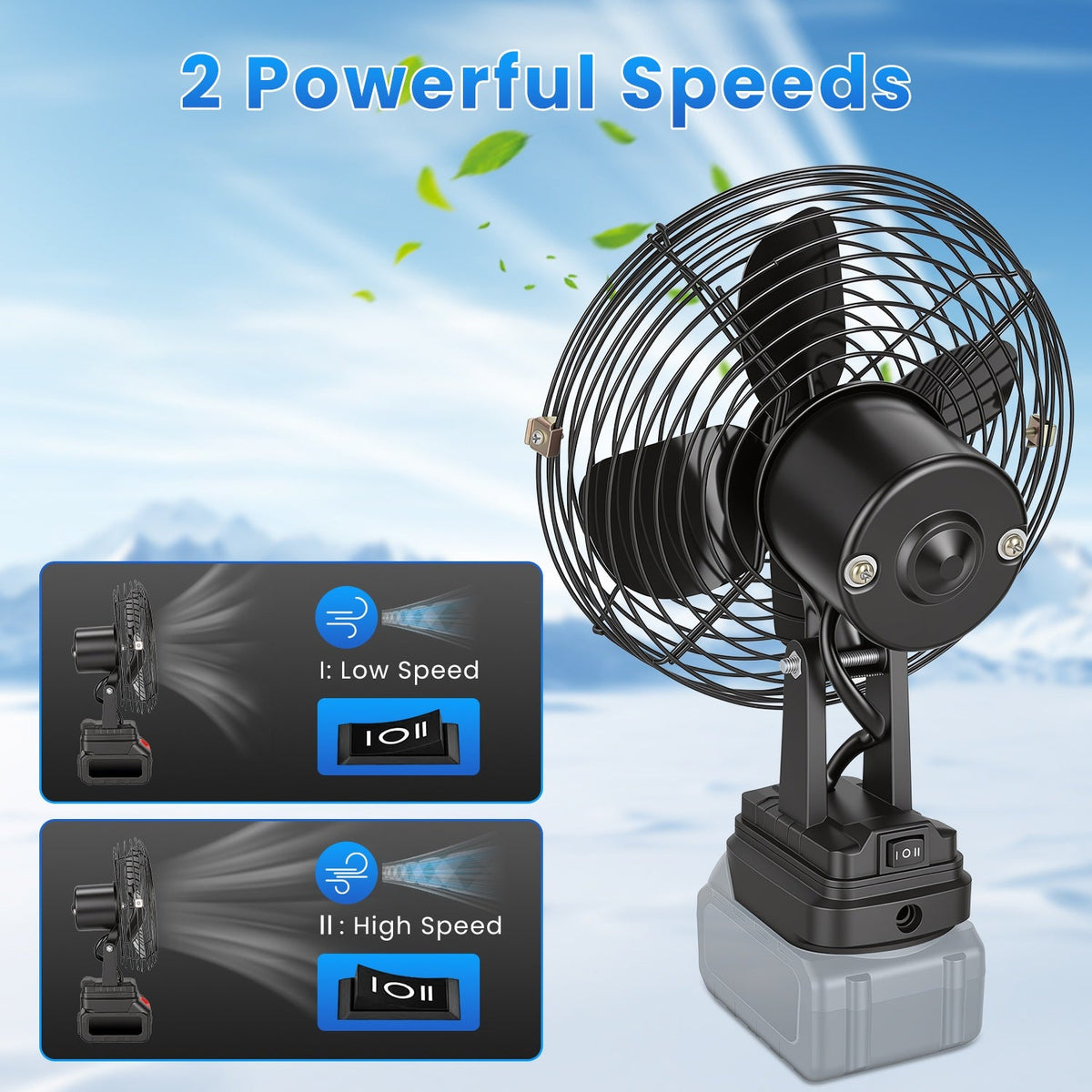 Portable Jobsite Fan 9" Compatible with Makita 21V Battery