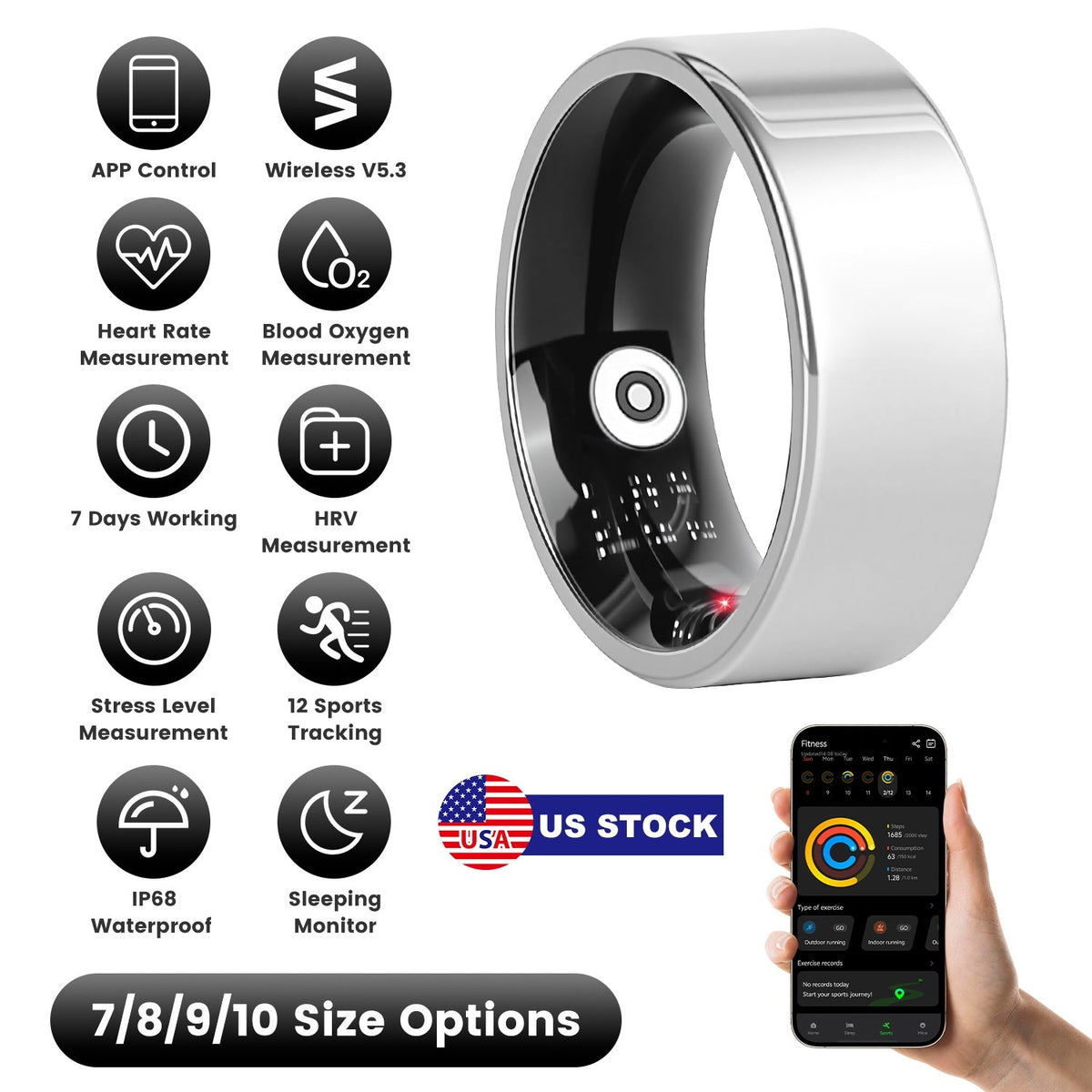 Smart Ring Health Tracker with Sleep & Fitness Monitoring