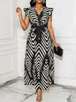 Chevron Print Wrap Maxi Dress