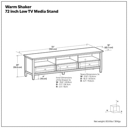 Warm Shaker - Handcrafted Low TV Media Stand