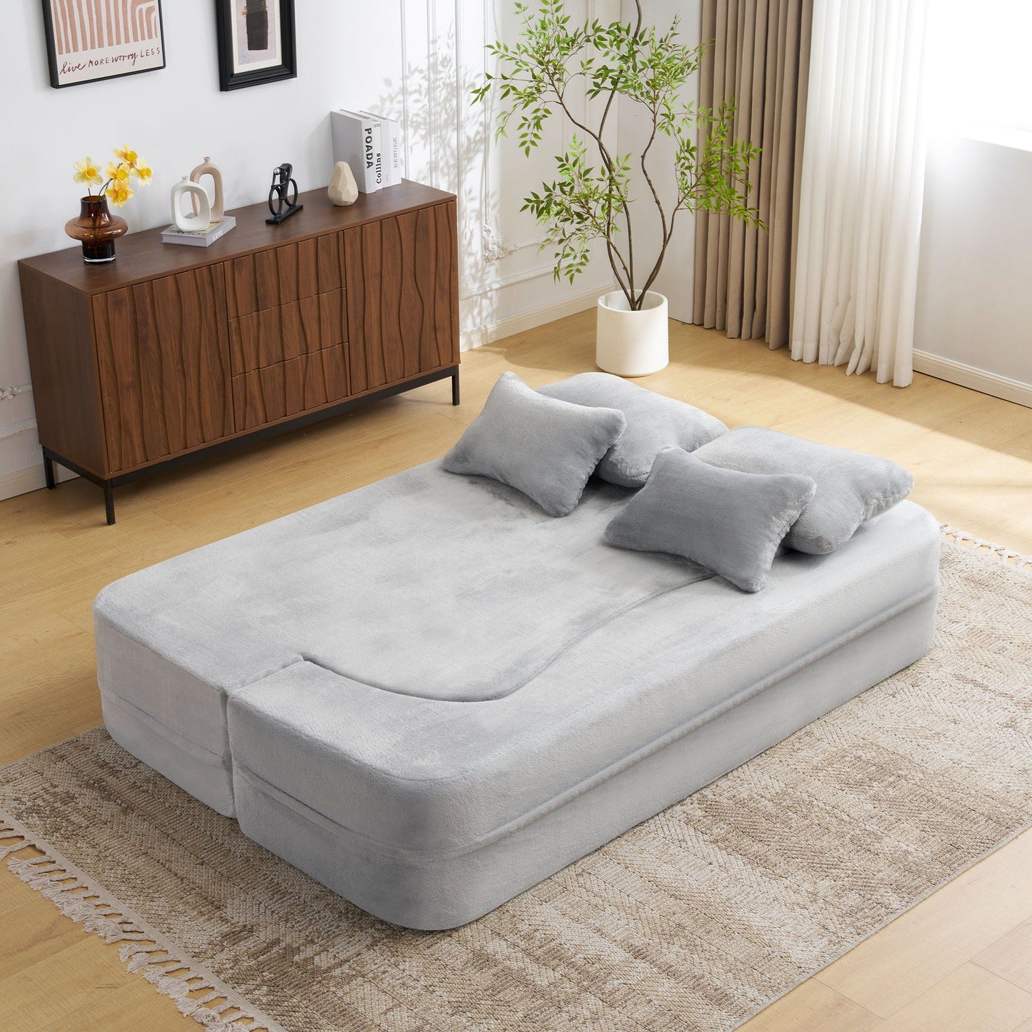 Modern Floor Sofa With 4 Pillows