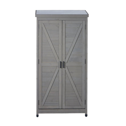Outdoor Storage Shed With Vertical Tool Cabinet For Backyard