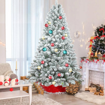 6FT Flocked Christmas Tree with Pine Cones