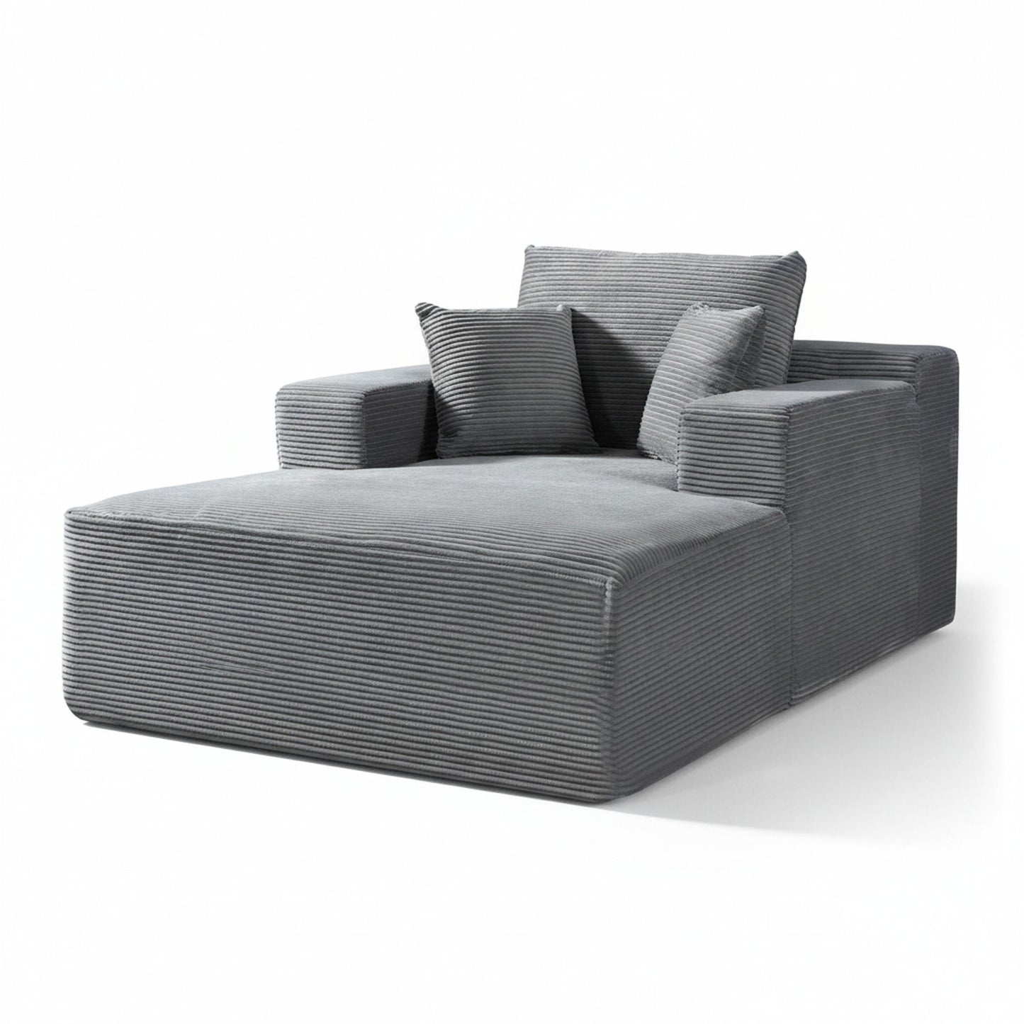 Convertible Chaise Lounge Chair With Wide Armrest & Throw Pillows