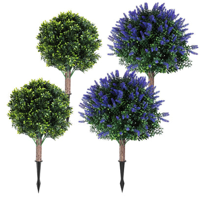 2PCS Artificial Topiary Trees with Ground Spikes, UV Resistant