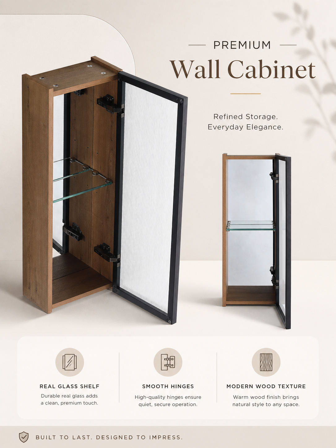 10'' Bathroom Wall Mirror Cabinet with Acrylic Door