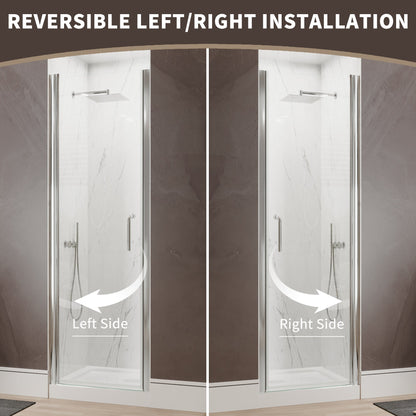 34 In. to 36 In. x 72 In. Semi-Frameless Pivot Shower Door