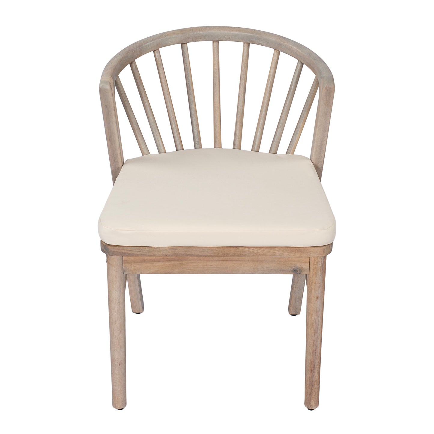 Outdoor Dining Chairs Set of 2 with Acacia Wood and Cream Washable Cushions