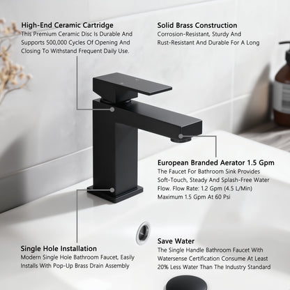 Single Handle Bathroom Faucet, Matte
