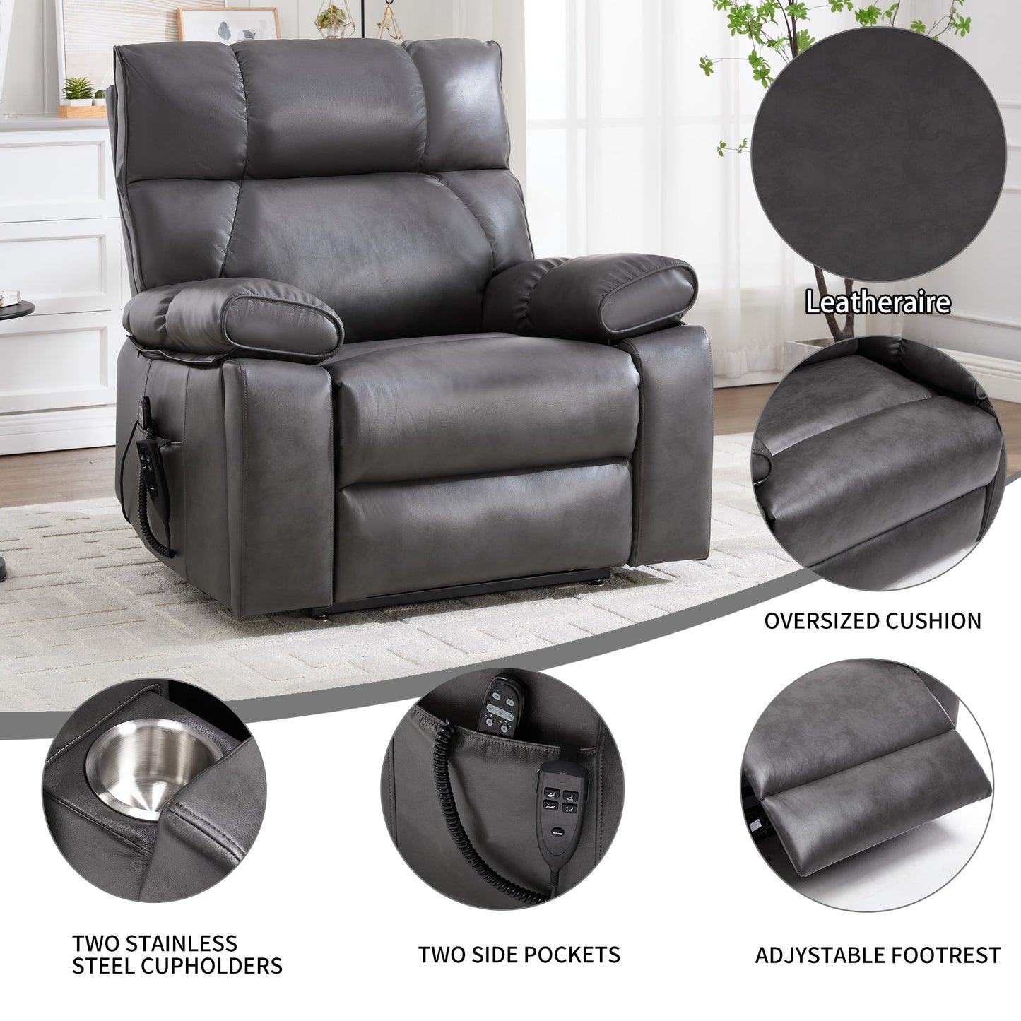 ComfortMax Dark Oversized Lift Recliner Chair