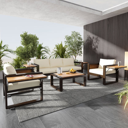 Aluminum Frame Large 4-Piece Outdoor Patio Furniture Set for 5 Person