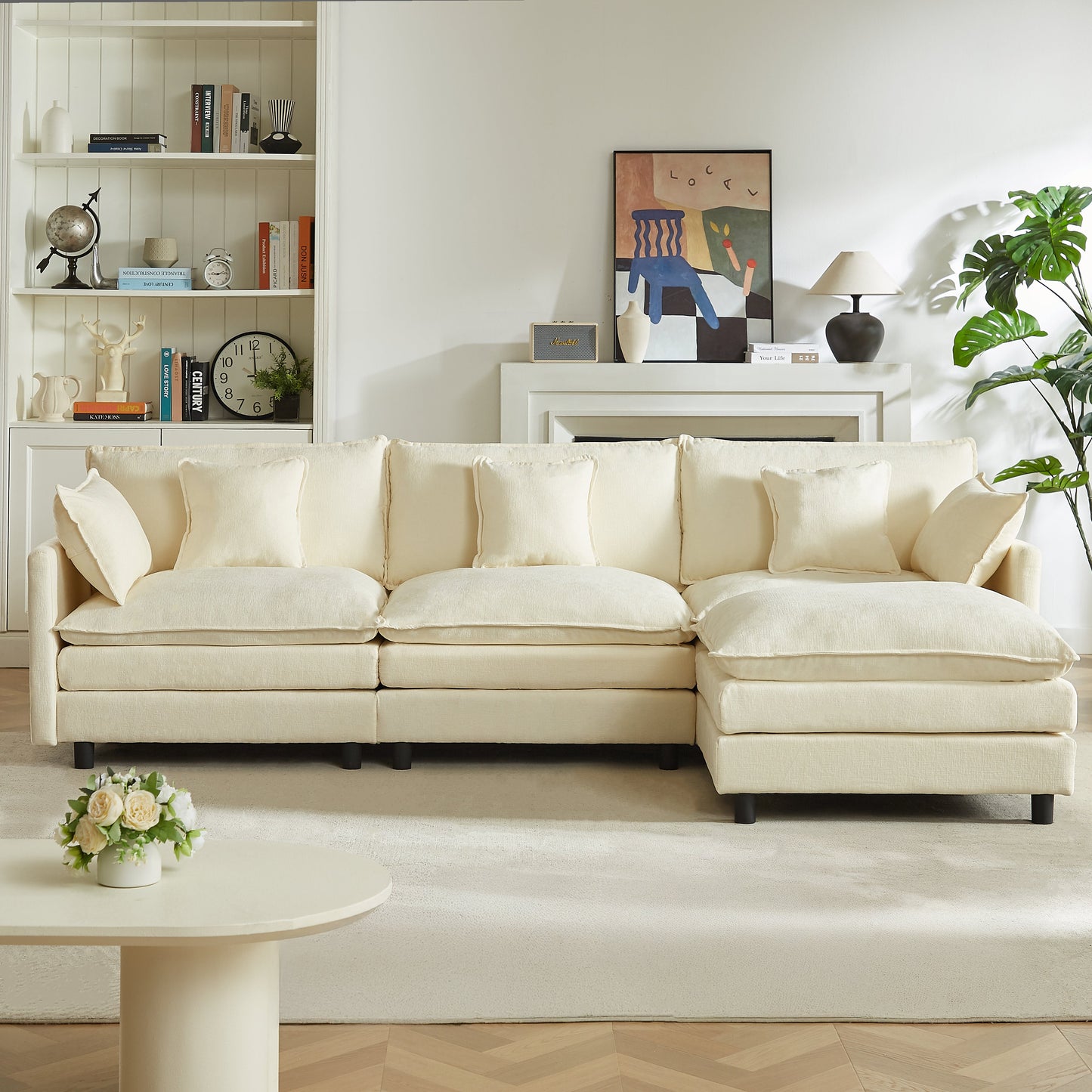 Modular Sectional Sofa, 110 Inch L-Shaped Couch Set for Living Room
