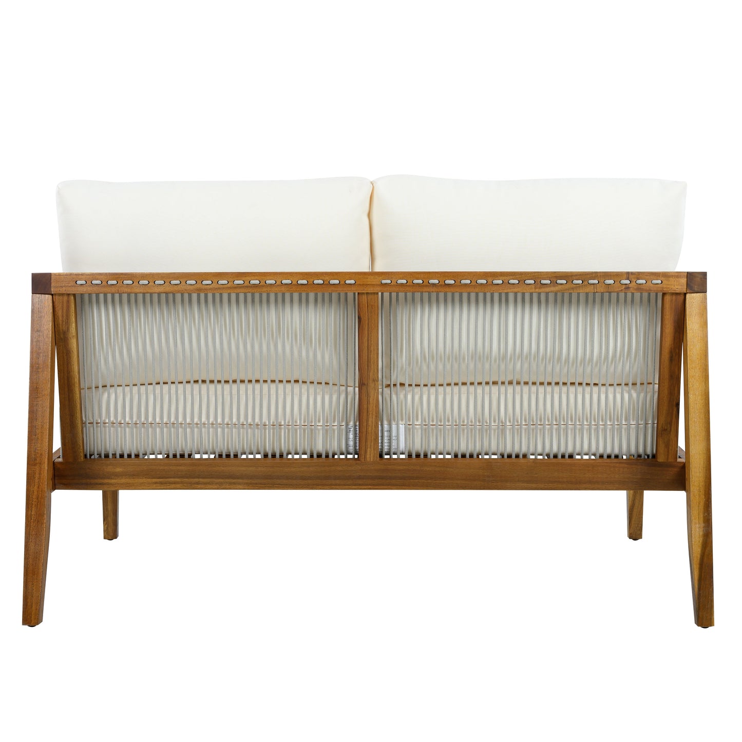 Outdoor 4-Piece Sofa Set, Acacia Wood Frame with Rope Detail, Water-Repellent