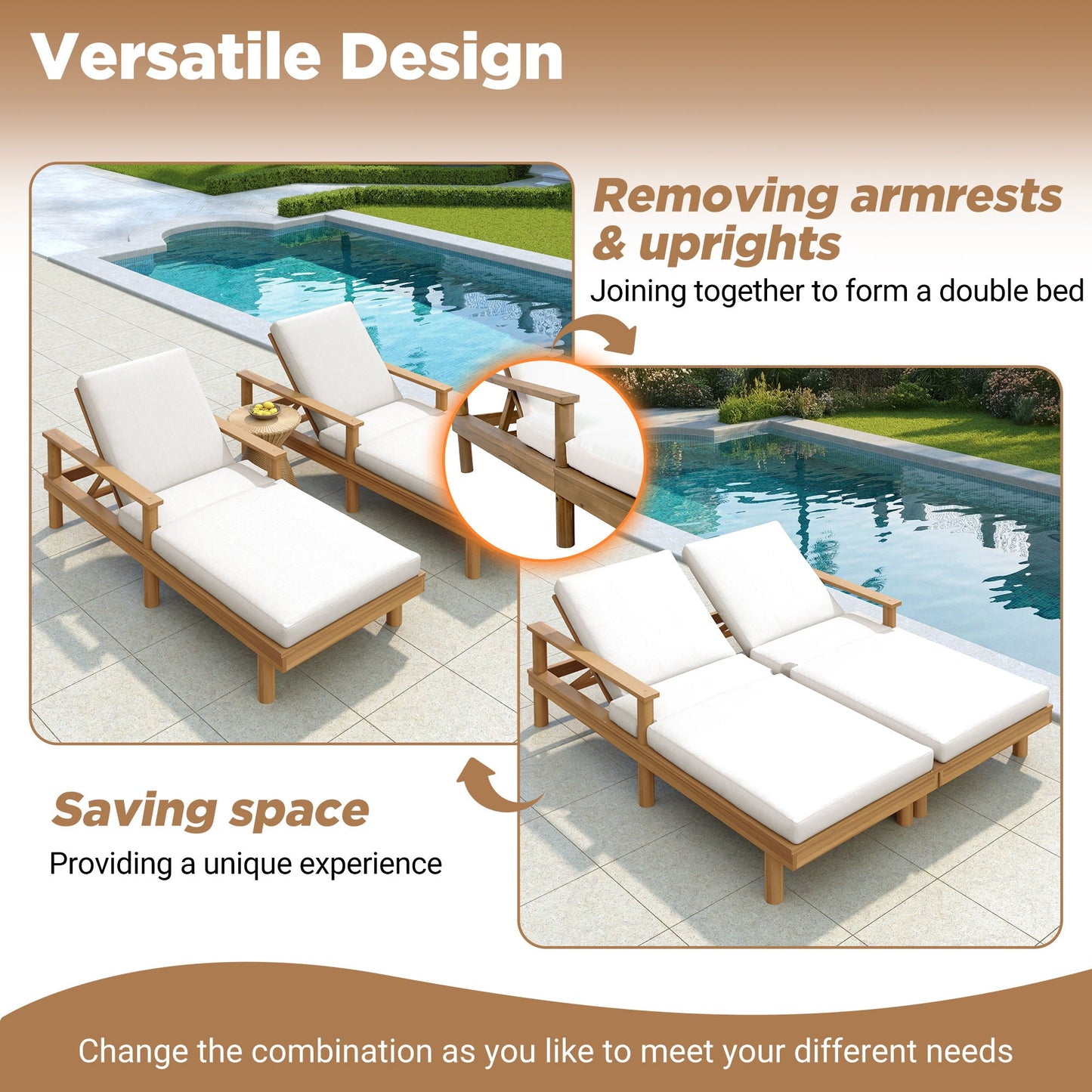 5 Position Adjustable Outdoor Chaise Lounge