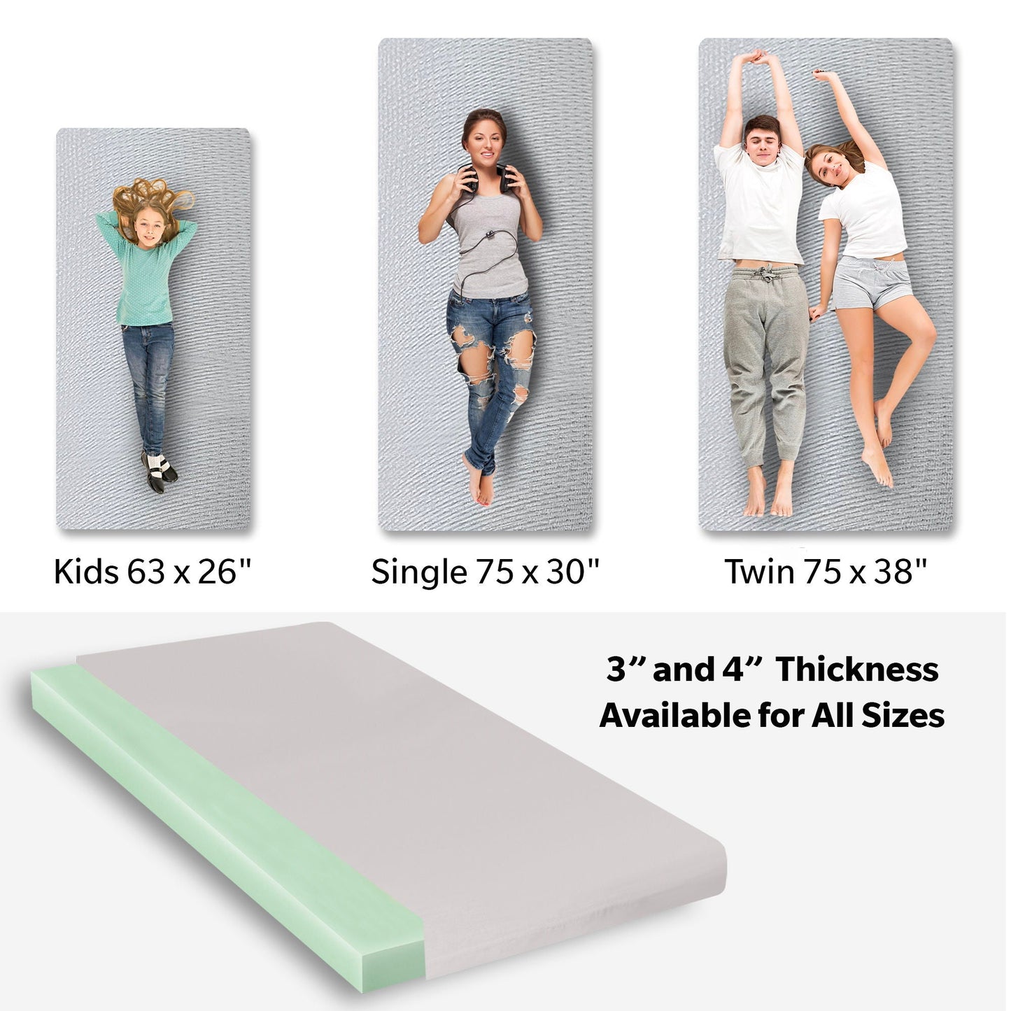 Memory Foam Camping Mattress With Water Resistant Zipper Cover - Gray
