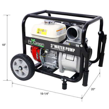Honda - Gx160 Engine Water Pump 3" 264Gpm With Accessories Kit And Handle Wheel Kit - Black / Red