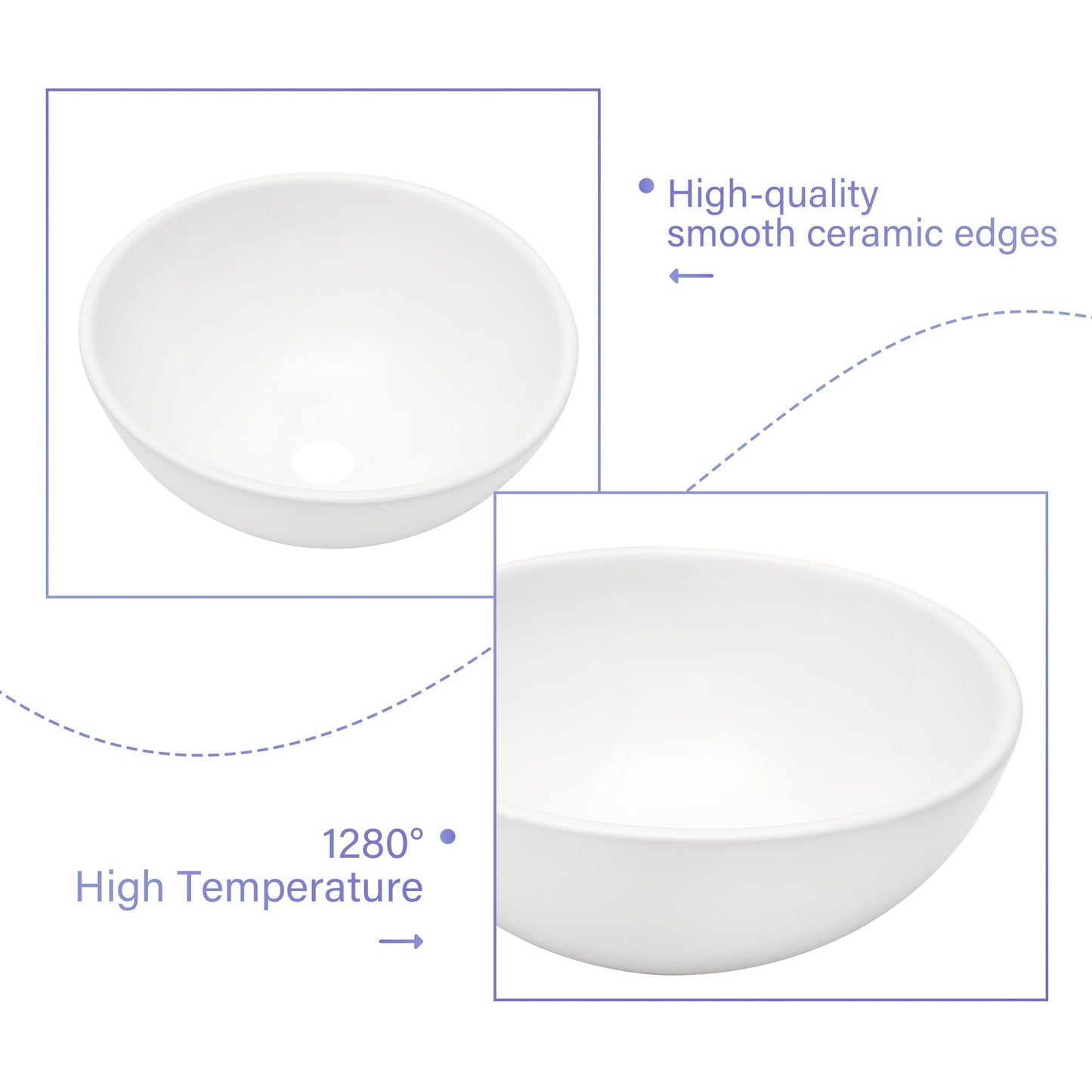 Modern Ceramic Circular Vessel Bathroom Sink