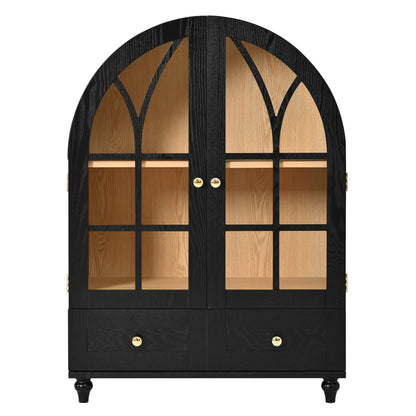 Arched Display Cabinet with Tempered Glass Doors