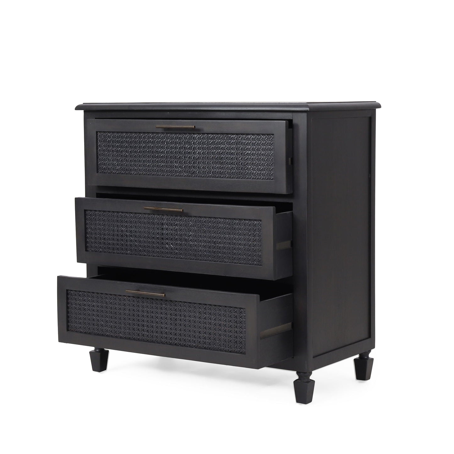 Newell Cane 3 Drawer Dresser - Dark Gray