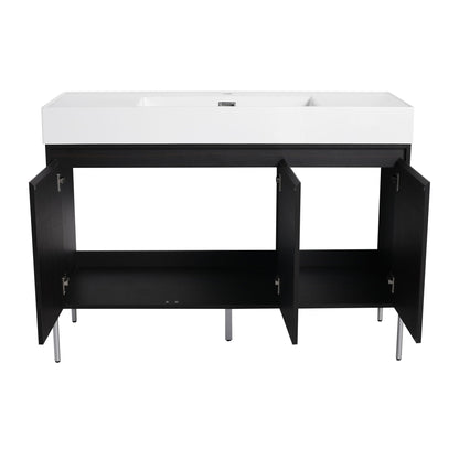 Freestanding Bathroom Vanity With Resin Sink And Storage Cabinet