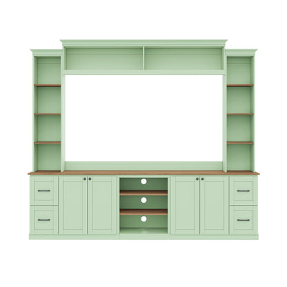 4-in-1 Entertainment Center Wall Unit with Bookshelf for TVs Up to 70"