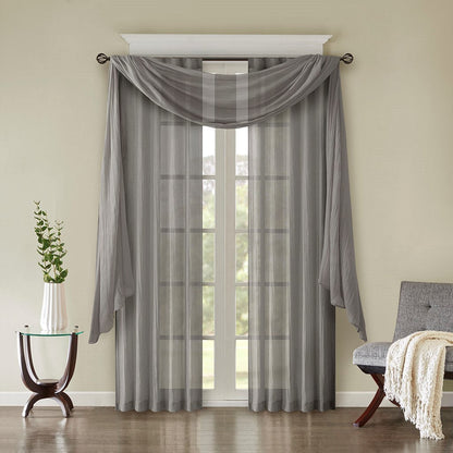 Solid Crushed Curtain Panel Pair (2 Pcs) - Grey