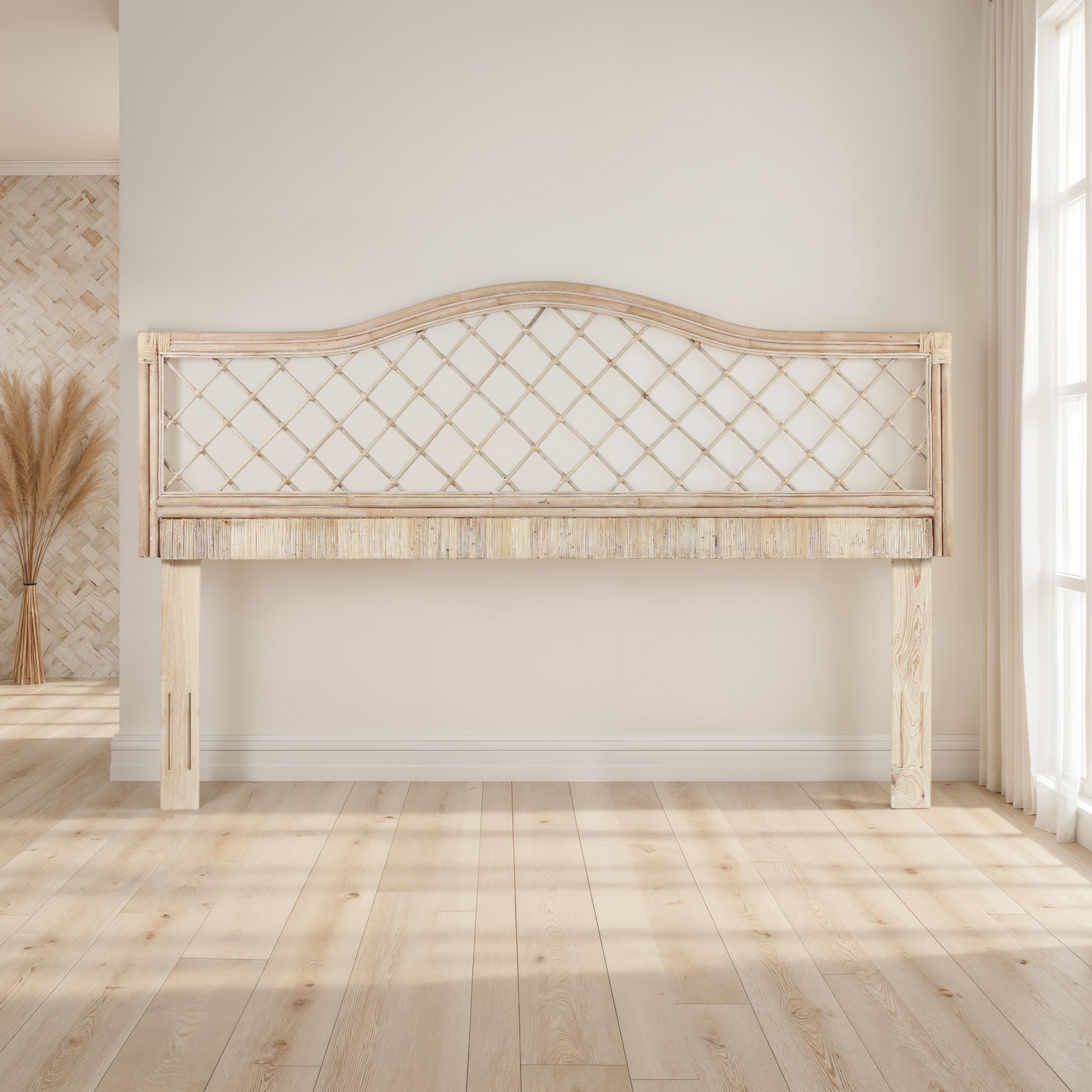 King Size Rattan Headboard Adjustable Bed
