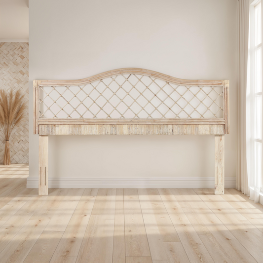 King Size Rattan Headboard Adjustable Bed
