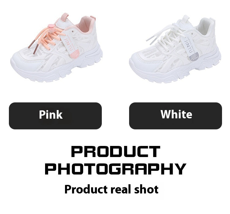 Boys 'and Girls' Comfortable Breathable Running White ' Shoes For Student
