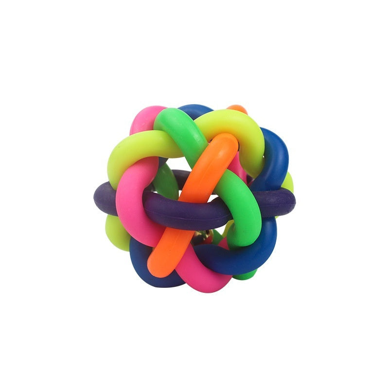 Pet Toy Ball Colorful Woven Ball Colorful Bell