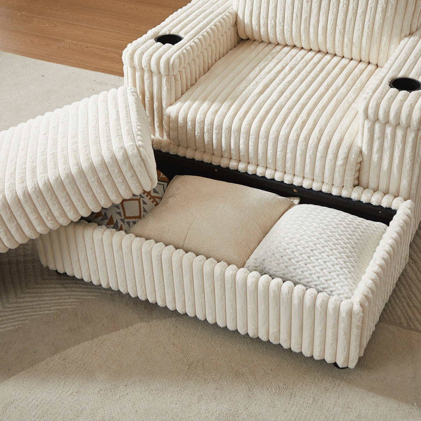 3 Seater Sofa With 2 Ottomans For Living Room