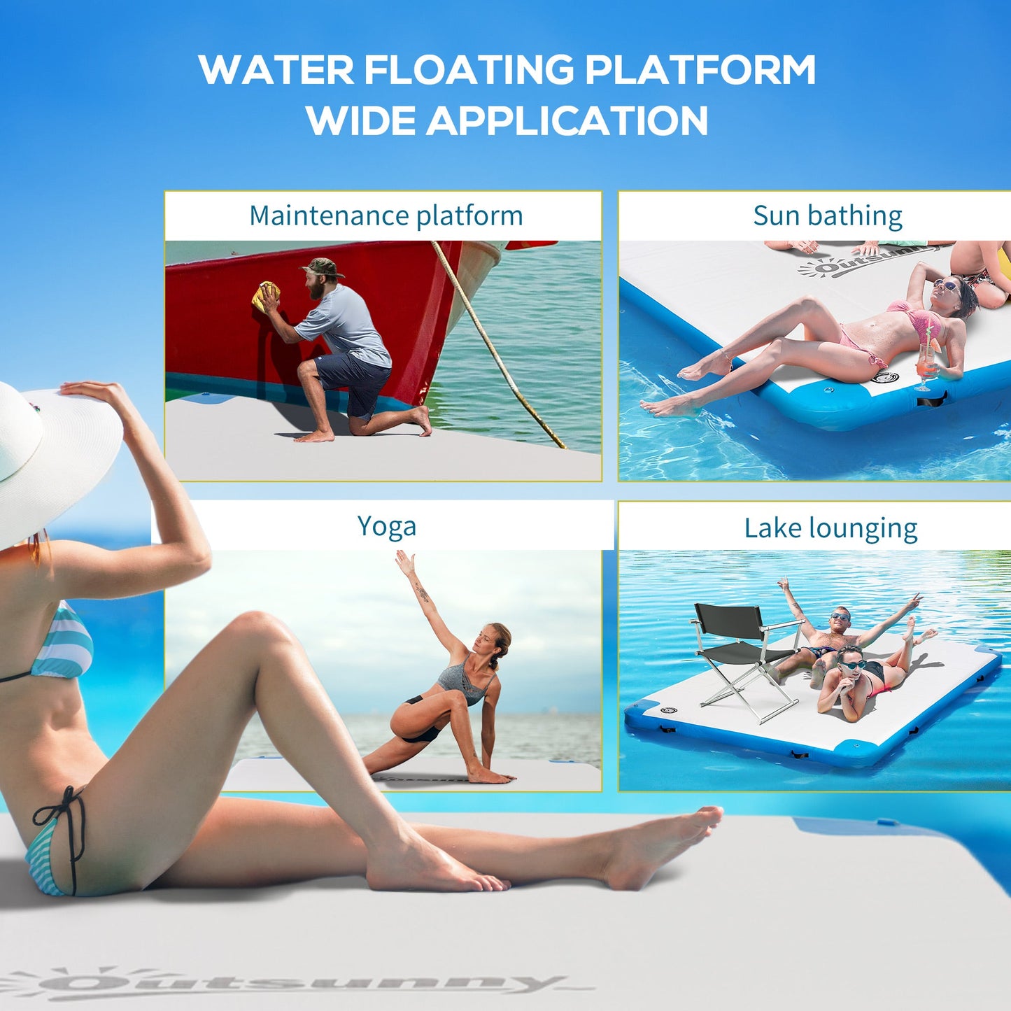 Outsunny Water Inflatable Floating Dock