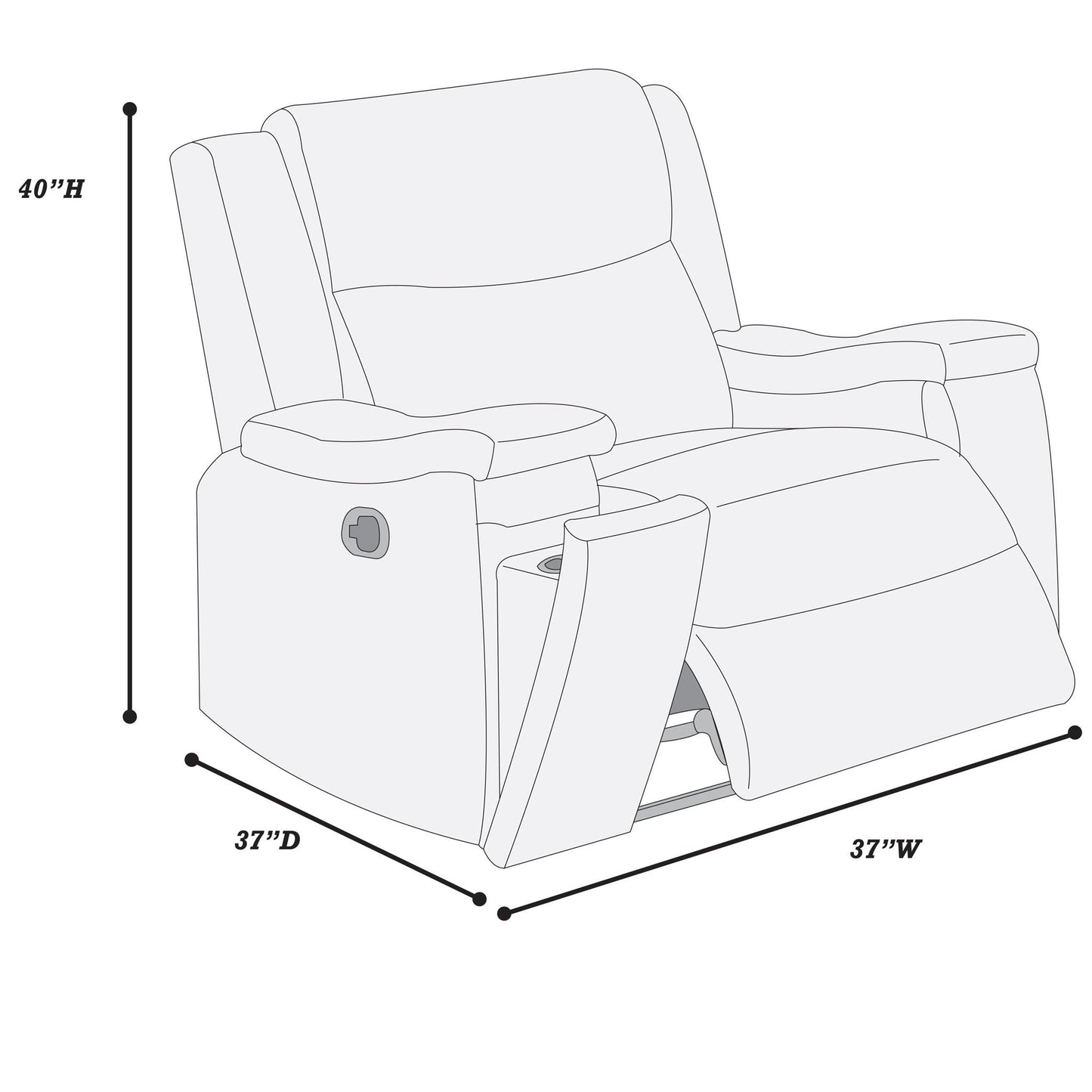 Modern Manual Motion Living Room Set With Hidden Cup Holders