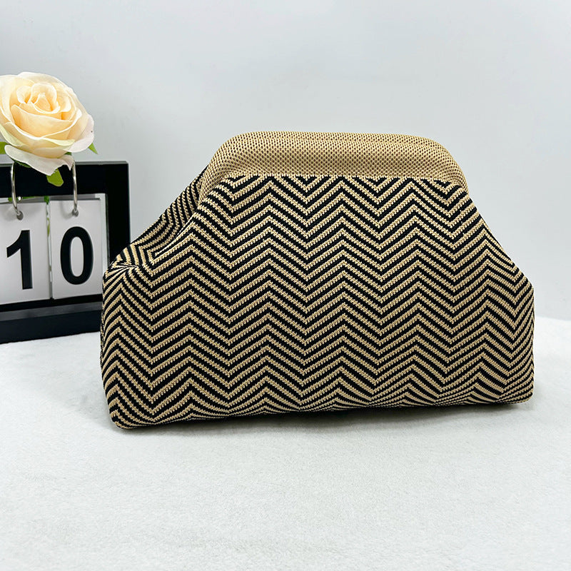 Womens Knitted Bag Striped Clutch