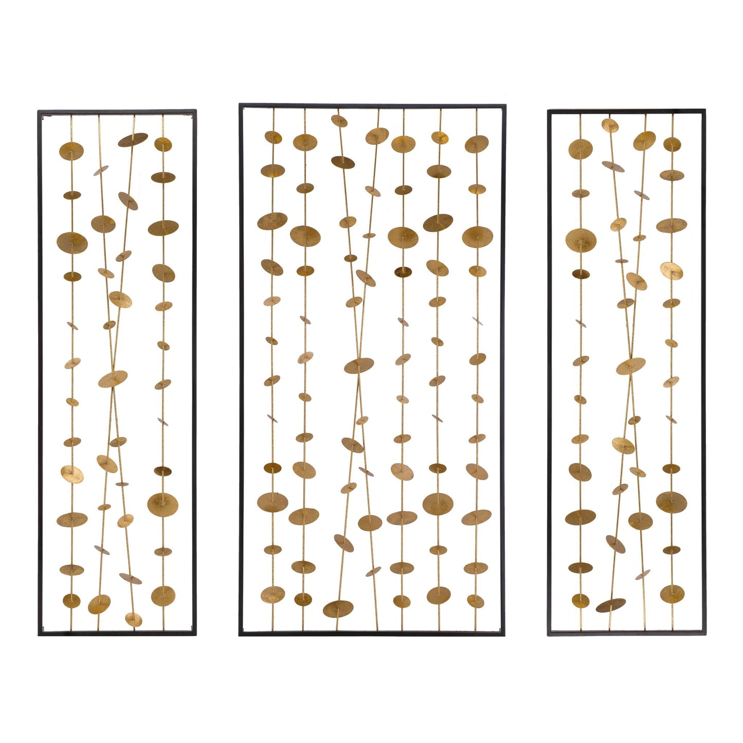 Metal Decorative Wall Art With Frame, Wall Decor For Living Room (Set of 3) - Gold