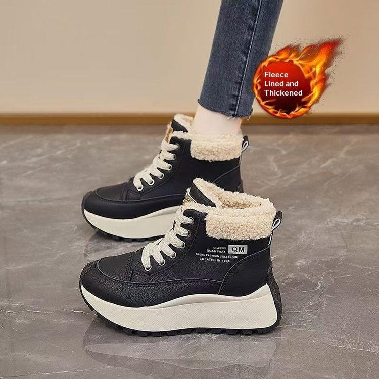 High-top Cotton Shoes With Thick Soles New Dad-style Kicks For Winter