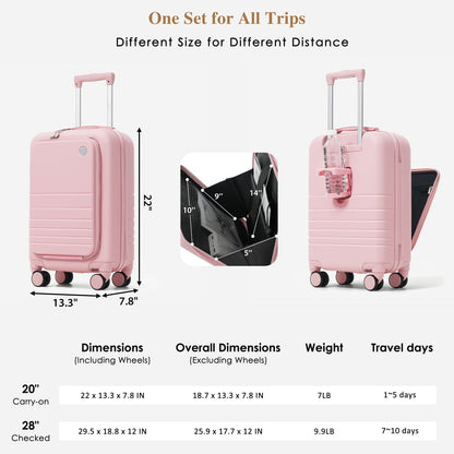 4-Piece Luggage Set with USB Charging Ports