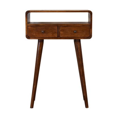 Solid Wood Mini Console Table, 2 Drawers, 1 Open Slot