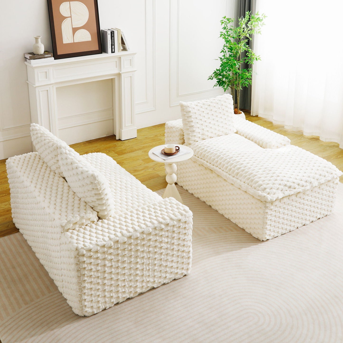 Modular Sofa, Convertible Twin Seat With Chaise Lounge